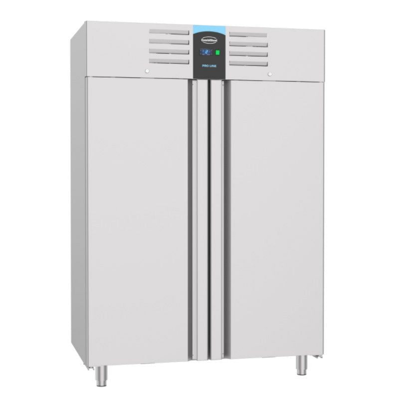 Kühlschrank Edelstahl Gastronomie mit 2 Türen Mono Block, Energy Line, Umluftkühlung, automatische Abtauung, 1400 L Fassungsvermögen