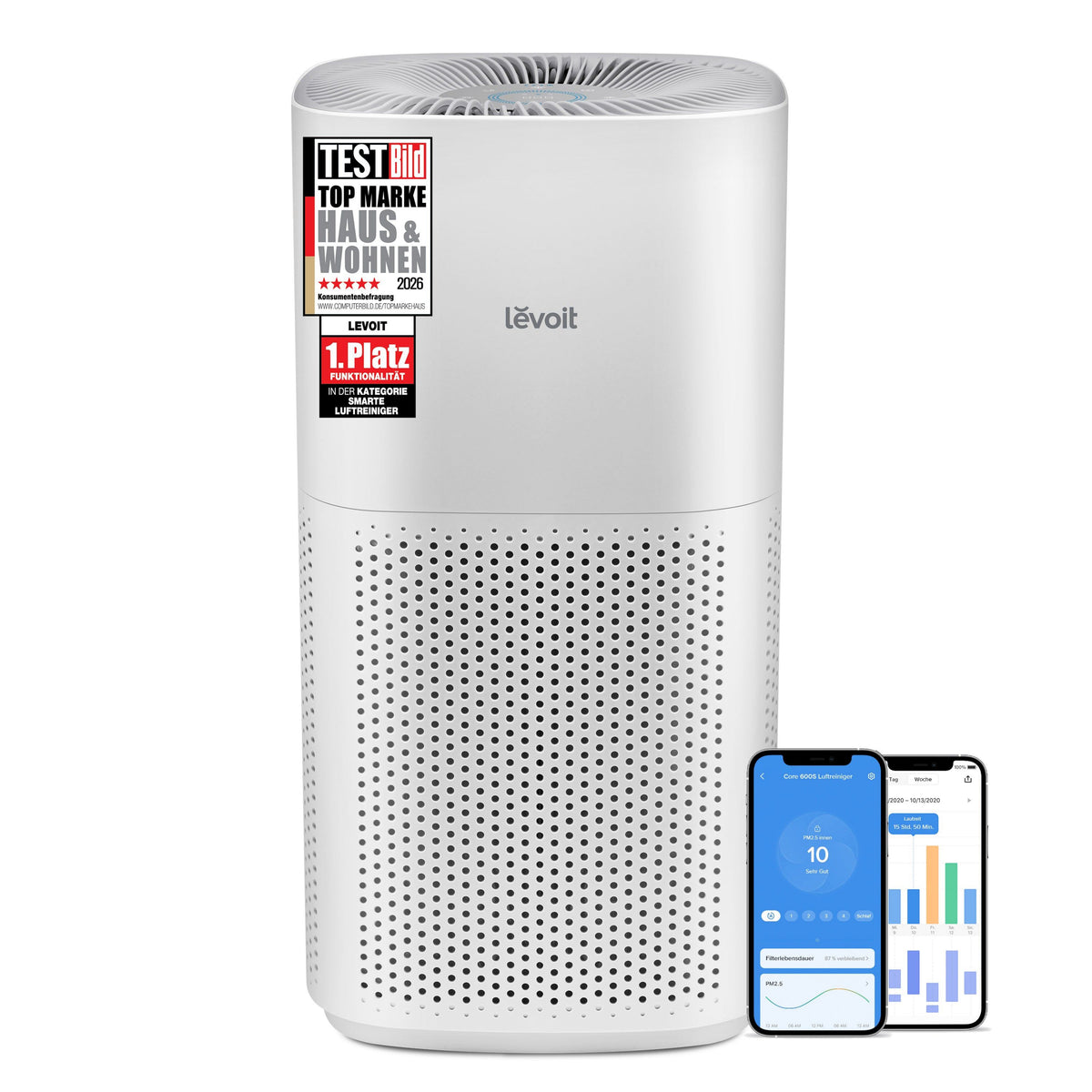 Levoit Luftreiniger Core 600S, WLAN, HEPA-Filter, Aktivkohlefilter