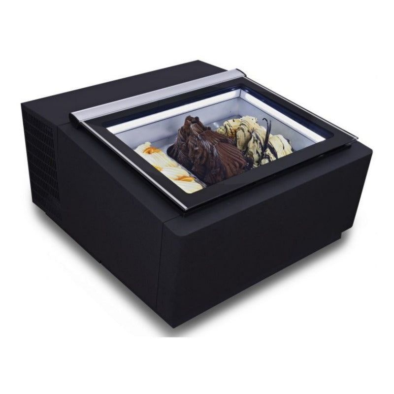 Kühlvitrine Tischmodell Speiseeisvitrine öffnet auf der Kundenseite, 0,67 Meter, Schwarz