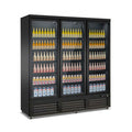 Kühlvitrine Kühlregal mit 3 Glastüren, Schwarz, Umluftkühlung