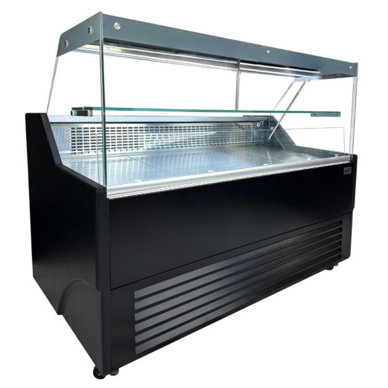 Kühlvitrine Wesley 1.3, 1,34m, Schwarz, Umluftkühlung, automatische Abtauung, 1340 × 902 × 1230 mm B × T × H