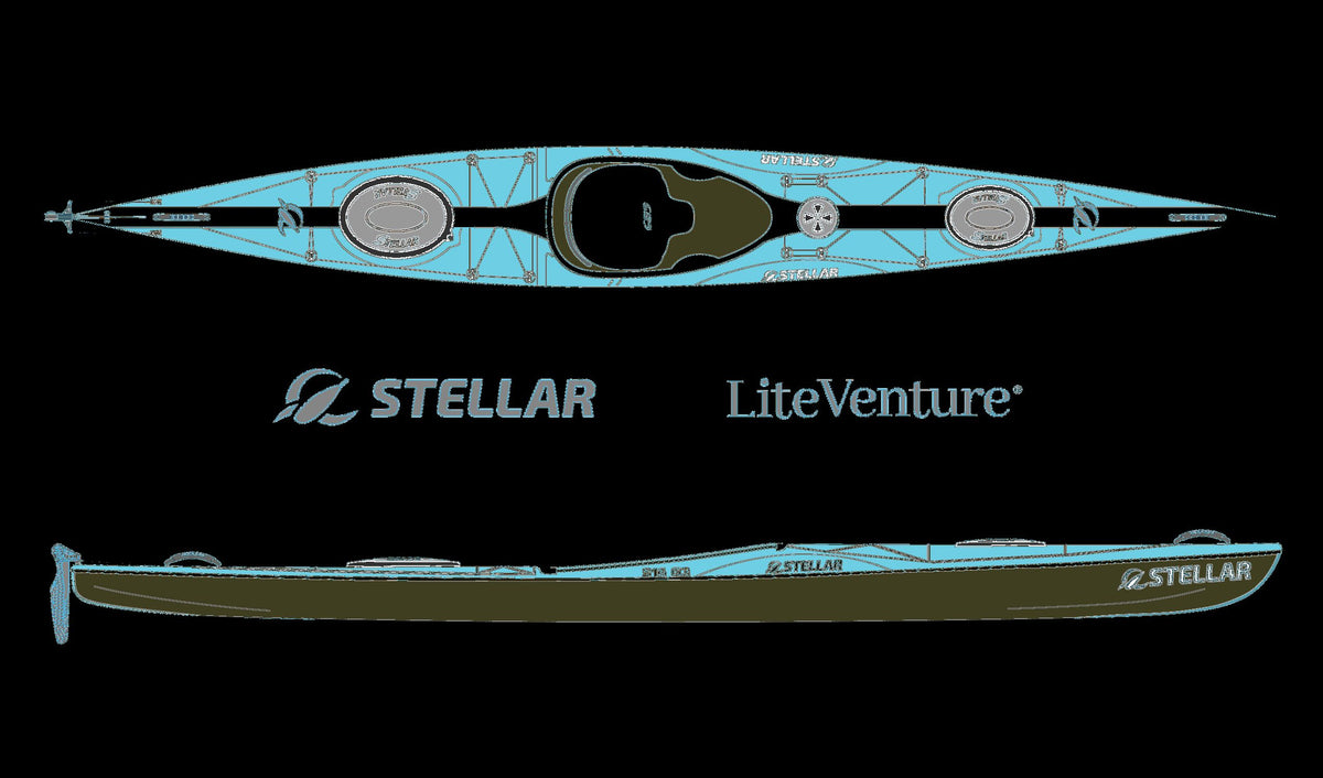 STELLAR Lightweight Kajak S16 G3-Multisport Layup-Modell mit Skeg-Teal/Black mit Skeg