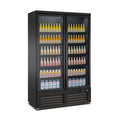 Kühlvitrine Kühlregal mit 2 Glastüren, Schwarz, Umluftkühlung