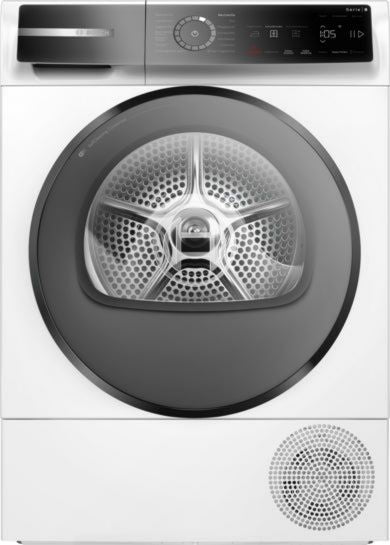 Bosch WQB246D41 Serie-8-Wärmepumpentrockner in Weiß mit 9 kg, selbstreinigendem Kondensator, Auto Dry und Smart Dry