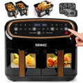 Duronic Heißluftfritteuse AF34 BG Dual Air Fryer, Doppel mit extragroßer Schublade, HLF Heißluftfriteuse für Süßkartoffel Pommes, Frittieren ohne Öl