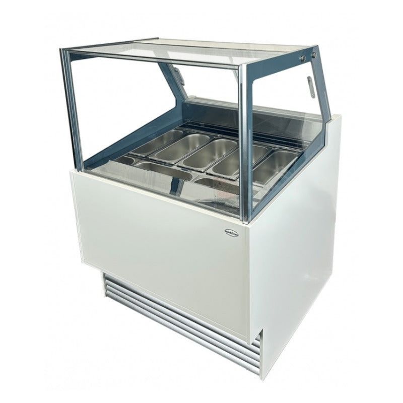 Kühlvitrine Speiseeisvitrine Komodo, Umluft & automatische Abtauung, 0,91 Meter, Weiß, Umluftkühlung, 0,86 kW Leistung