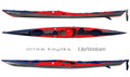 Arrow Empower Expeditions-Seekajak mit Skeg, Carbon-Kevlar-Layup, Special Edition Carbon Arrow in Rot