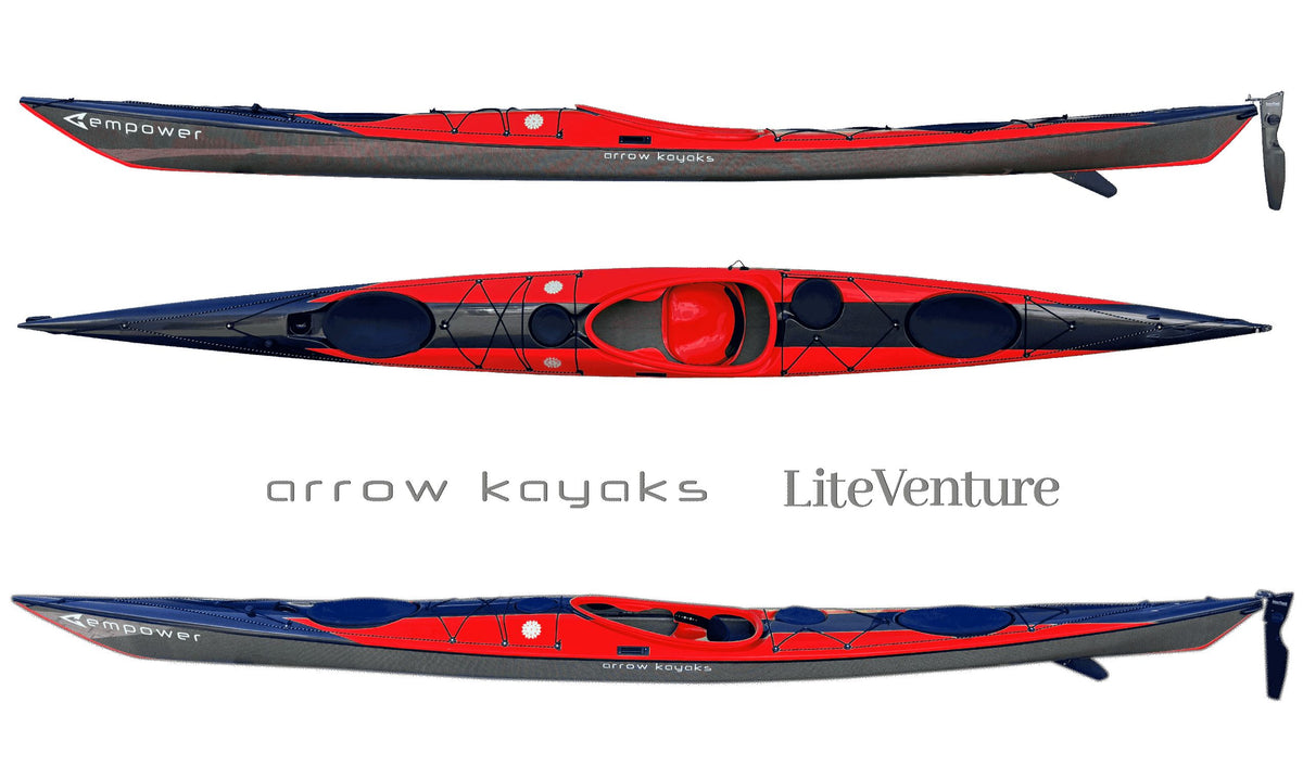 Arrow Empower Expeditions-Seekajak mit Skeg, Carbon-Kevlar-Layup, Special Edition Carbon Arrow in Rot